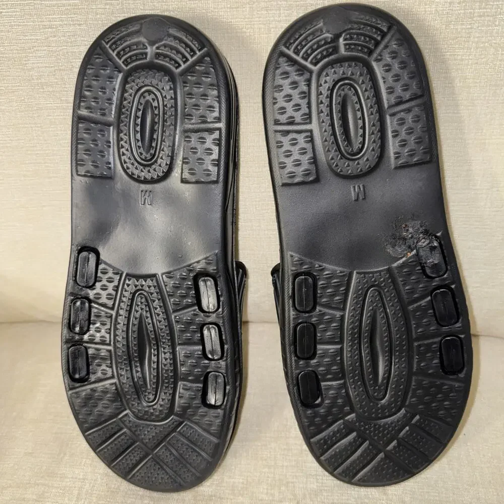 BYRIVER Black Acupressure Foot Massage Slippers Shoes Sandals, Size Medium